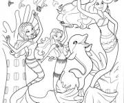 Coloriage La f&ecirc;te de Barbie Sir&egrave;ne et les princesses