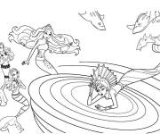 Coloriage La m&eacute;chante sir&egrave;ne contre Barbie sir&egrave;ne