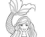 Coloriage La petite belle princesse r&ecirc;veuse Barbie sir&egrave;ne