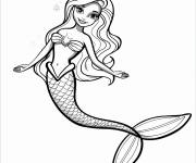 Coloriage La petite princesse Barbie Sir&egrave;ne pleine de joie