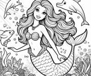 Coloriage Les dauphins avec Barbie Sir&egrave;ne