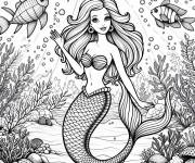 Coloriage Photo de la belle Barbie Sir&egrave;ne