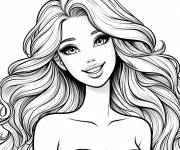 Coloriage T&ecirc;te de le belle Barbie Sir&egrave;ne