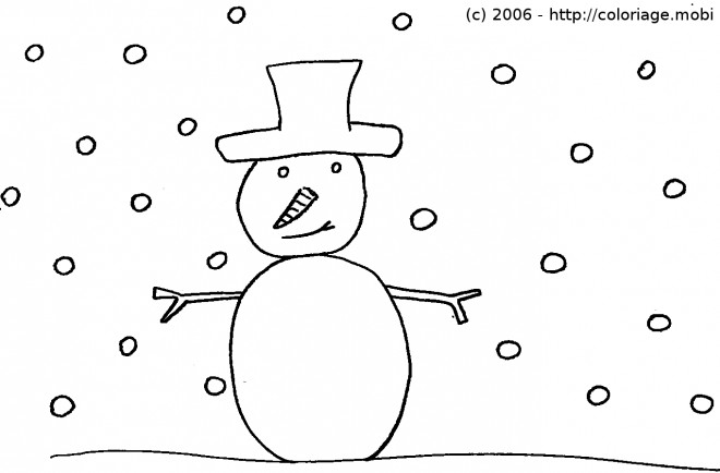 Coloriage Bonhomme de Neige hivernale dessin gratuit à imprimer