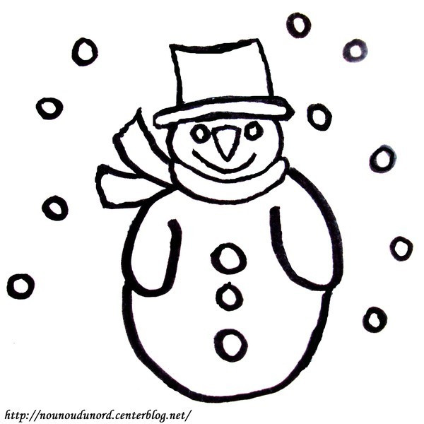 Coloriage Bonhomme de Neige à découper