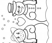 Coloriage et dessins gratuit Bonhomme de Neige amoureux à imprimer