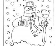 Coloriage Bonhomme de Neige au jardin