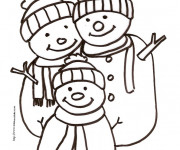 Coloriage Bonhomme de Neige en Famille