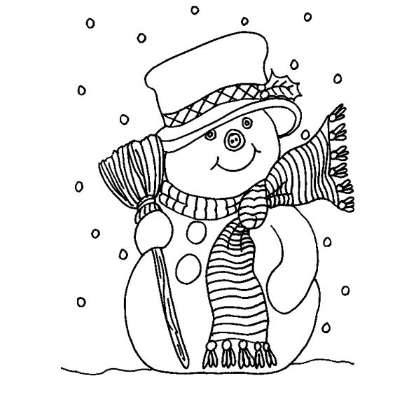 Coloriage Bonhomme de Neige en hiver dessin gratuit à imprimer