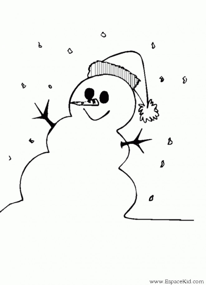 Coloriage et dessins gratuits Bonhomme de Neige en plein air à imprimer