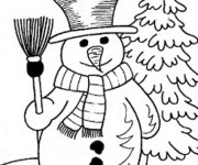 Coloriage Bonhomme de Neige et Balai