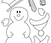 Coloriage Bonhomme de Neige et Vêtements