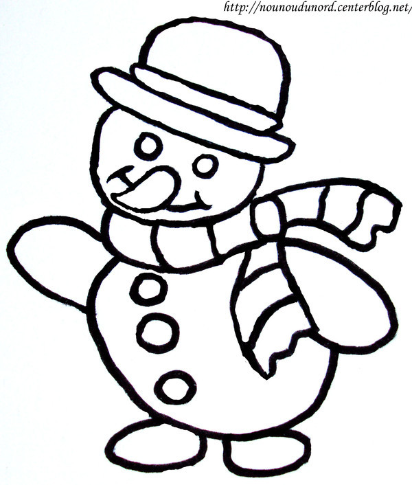 Coloriage Bonhomme De Neige Facile Dessin Gratuit à Imprimer