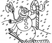 Coloriage Bonhomme de Neige fait de Ski