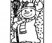 Coloriage Bonhomme de Neige lève sa main