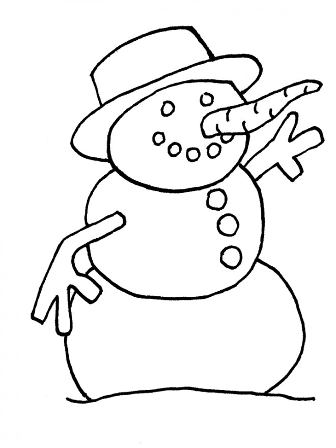 Coloriage Bonhomme de Neige maternelle dessin gratuit à imprimer