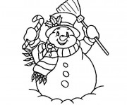 Coloriage et dessins gratuit Bonhomme de Neige souriant à imprimer