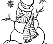 Coloriage Bonhomme de Neige sous les Flocons