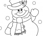 Coloriage et dessins gratuit Bonhomme de Neige te salue à imprimer