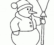 Coloriage Bonhomme de Neige vêtu