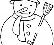 Coloriage Portrait facile de Bonhomme de Neige