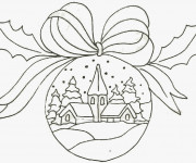 Coloriage Paysage de Noel sur Une Boule