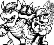 Coloriage et dessins gratuit Affiche de jeux avec Mario et Bowser à imprimer