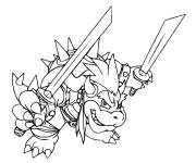 Coloriage et dessins gratuit Bowser avec deux &eacute;p&eacute;es à imprimer