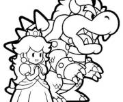 Coloriage Bowser avec la princesse Peach de jeu