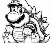 Coloriage Bowser avec la t&ecirc;te de Mario