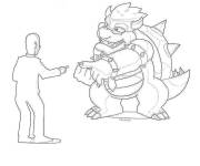 Coloriage et dessins gratuit Bowser avec un petit gar&ccedil;on à imprimer