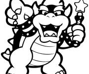 Coloriage Bowser avec une baguette magique