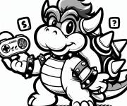 Coloriage et dessins gratuit Bowser avec une manette de jeu à imprimer