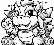 Coloriage et dessins gratuit Bowser chibi à imprimer