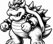 Coloriage Bowser en noir et blanc de jeux