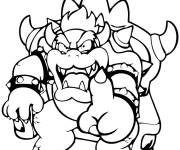 Coloriage Bowser mena&ccedil;ant Mario