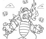 Coloriage Bowser monstre en feu