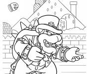 Coloriage Bowser portant un chapeau de magicien