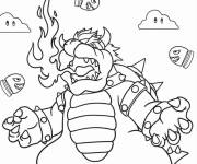 Coloriage Bowser qui crache du feu