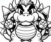 Coloriage Bowser vue de face