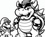 Coloriage Gros Bpowser et petit Mario