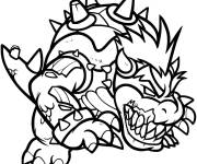 Coloriage Le chef des tortues Koopa en noir et blanc