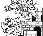 Coloriage Le combat entre Bowser et Mario