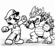 Coloriage Le d&eacute;fi entre Mario et Bowser