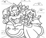 Coloriage Le m&eacute;chant Bowser en kidnappant la princesse Peach