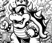 Coloriage Le roi Bowser de jeux Mario