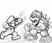 Coloriage Mario et Bowser que le meilleur gagne