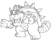 Coloriage Monstre Bowser qui menace Mario