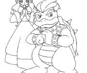 Coloriage Peach illustration avec Bowser