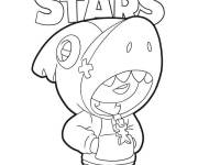 Coloriage Le Brawler Leon en costume de requin